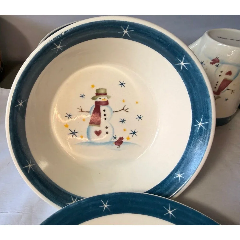 Royal seasons stoneware snowman dinner set